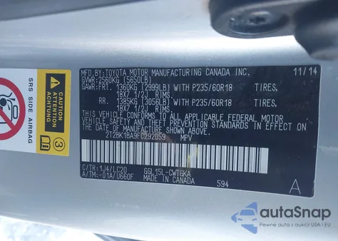 2015 Lexus Rx 350 z USA, uszkodzony, nr VIN 2T2BK1BA9FC292059